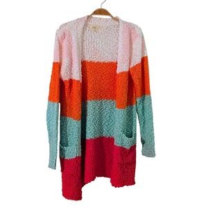 Blue Buttercup Popcorn Knit Colorblock Cardigan Sweater Size Small Soft NWT